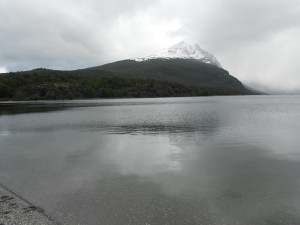 Lake and mountain at Tierra del Fuego. The place where I took this and the following picture had a profound stillness.